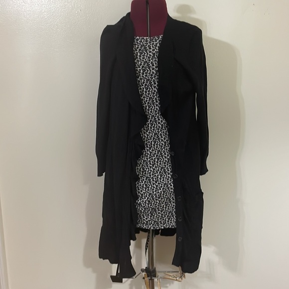 Sonoma super soft knit black grey cheetah print fitted shirt M layering piece - Picture 1 of 6